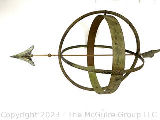 Metal Armillary Garden Sundial.  Missing Base. 31" long