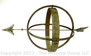 Metal Armillary Garden Sundial.  Missing Base. 31" long