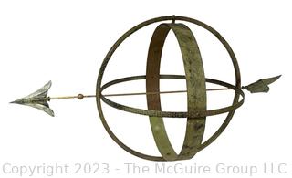 Metal Armillary Garden Sundial.  Missing Base. 31" long