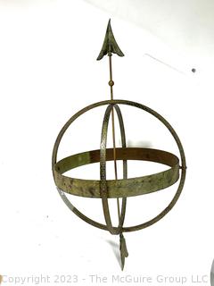 Metal Armillary Garden Sundial.  Missing Base. 31" long