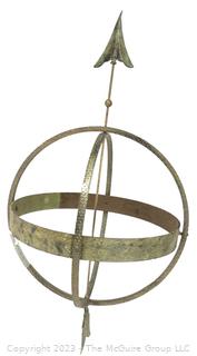 Metal Armillary Garden Sundial.  Missing Base. 31" long