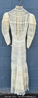 Victorian Hand Made Lace Dress with Eye Hook Back and Puffy Sleeves.