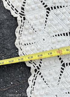 Antique Cotton Crochet Coverlet.  Staining. 84" x 89". 