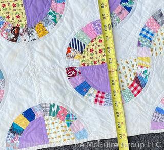 Hand Stitched Flour Sack Quilt. 70" x 75"