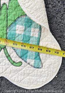 Hand Stitched Flour Sack Quilt in Butterfly Pattern. 70" x 87"