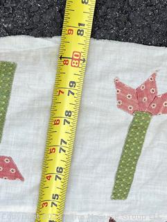 Hand Stitched Flour Sack Unfinished Quilt Topper.  Some damage. 81" x 82"