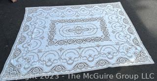 White and Beige Hand Made Lace Coverlet