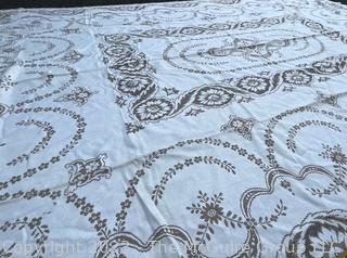 White and Beige Hand Made Lace Coverlet