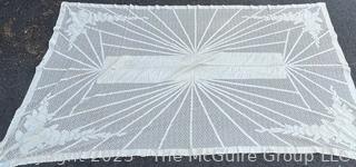 Hand Woven Lace Table Cloth in Diamond Pattern.  57" x 102".