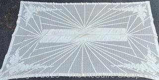 Hand Woven Lace Table Cloth in Diamond Pattern.  57" x 102".