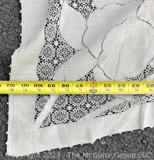 Hand Woven Lace Table Cloth in Diamond Pattern.  57" x 102".