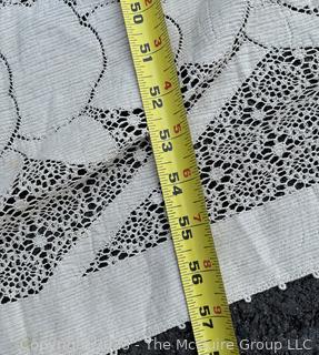 Hand Woven Lace Table Cloth in Diamond Pattern.  57" x 102".