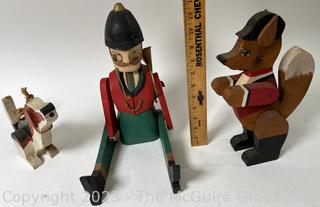 Three (3) Folk Art Articulated Figures For a Fox Hunt