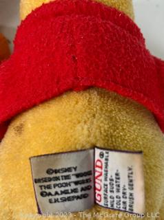 Set of Vintage Gund Winnie The Pooh Stuffed Animals Including Christopher Robin.  Some damage to his hand. 