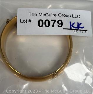 1/20 9ct Rolled Gold Engraved Bangle Bracelet with A Safety Chain