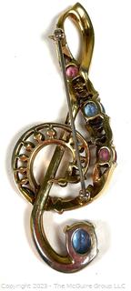 Vintage Trifari Treble Clef Openback Rhinestone Brooch