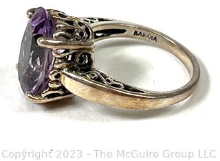 Sterling Silver with Amethyst Stone Ring Made by Kabana of Santa Fe, NM. Size 6