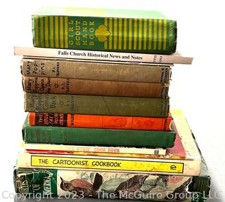 Group of Vintage Books Including Mary Poppins and Girl Scout Handbook.