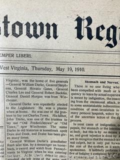 "The Shepardstown Register" WV Newspaper circa 1900 - 1940's 