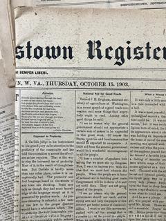 "The Shepardstown Register" WV Newspaper circa 1900 - 1940's 