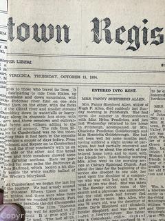 "The Shepardstown Register" WV Newspaper circa 1900 - 1940's 