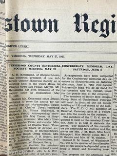 "The Shepardstown Register" WV Newspaper circa 1900 - 1940's 