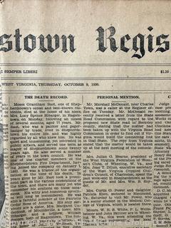 "The Shepardstown Register" WV Newspaper circa 1900 - 1940's 