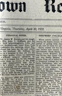 "The Shepardstown Register" WV Newspaper circa 1900 - 1940's 