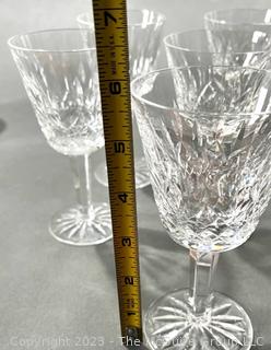 Set of Nine (9) Waterford Crystal Lismore Claret Wine Glasses. Measure 5 7/8" Tall