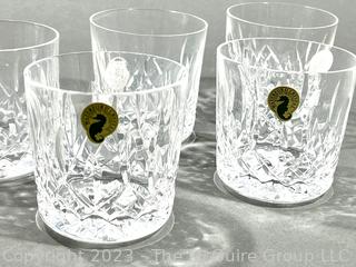 Five (5) Waterford Crystal " Lismore " Pattern Old Fashioned Whiskey Glasses 