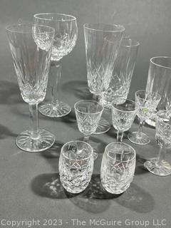 Set of Eleven (11) Waterford Crystal Lismore Glassware in Various Sizes