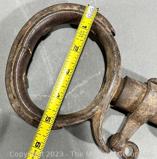 19th Century Hand Forged Wrought Iron Traveling Hitching Post.  34" long