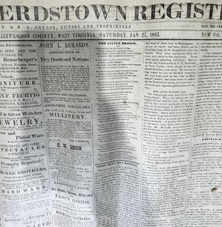 Shepherdstown Registry Jefferson County West Virginia Saturday Jan 27 1883