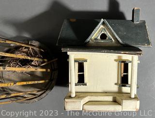 Two (2) Decorative Garden Items Including Wood Birdhouse.