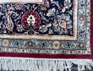 Hand Knotted Mashhad Persian Area Rug in Traditional Red & Blue Floral Design.  8' x 10'.