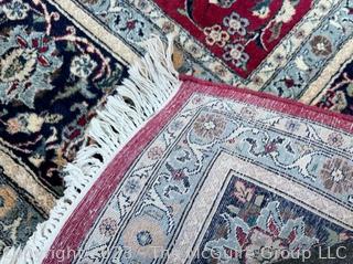 Hand Knotted Mashhad Persian Area Rug in Traditional Red & Blue Floral Design.  8' x 10'.