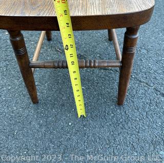 Antique Child's Wooden Roll Top Desk with Chair. Desk measures 27 x 15 x 34". Chair measures 13w x 28" Tall.