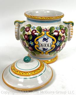 Hand Painted Made in Italy Pasta Jar with Lid. 12" Tall