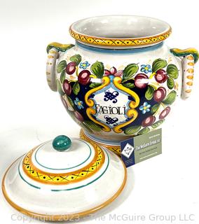 Hand Painted Made in Italy Pasta Jar with Lid. 12" Tall