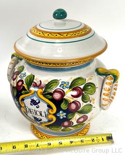 Hand Painted Made in Italy Pasta Jar with Lid. 12" Tall