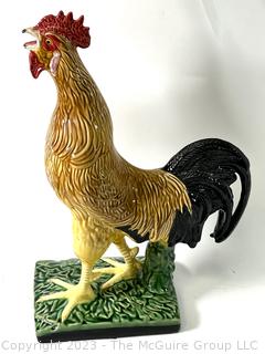 Bordallo Pinheiro Majolica Porcelain Rooster Sculpture Made in Portugal.  20" tall