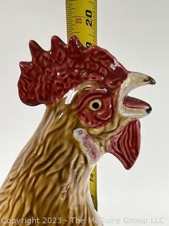 Bordallo Pinheiro Majolica Porcelain Rooster Sculpture Made in Portugal.  20" tall