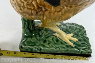 Bordallo Pinheiro Majolica Porcelain Chicken Sculpture Made in Portugal.  15" tall