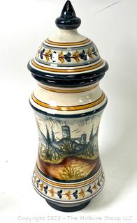 Spanish Ceramic Jar Made in Villaverde Del Rio Sevilla Spain and Signed by Artist. 15" Tall