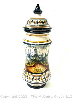 Spanish Ceramic Jar Made in Villaverde Del Rio Sevilla Spain and Signed by Artist. 15" Tall