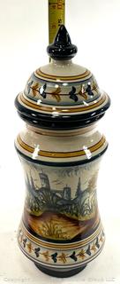 Spanish Ceramic Jar Made in Villaverde Del Rio Sevilla Spain and Signed by Artist. 15" Tall