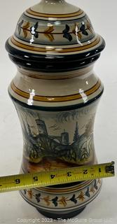 Spanish Ceramic Jar Made in Villaverde Del Rio Sevilla Spain and Signed by Artist. 15" Tall