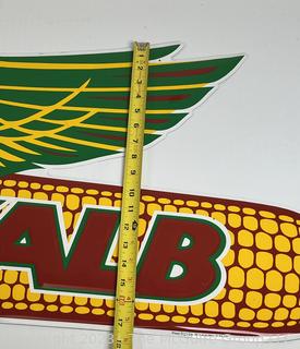 Vintage 1973 Dekalb Winged Ear Corn Seed Litho Metal Sign.