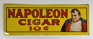 Napoleon Cigar 1974 Sanford J. Heilner Metal Wall Sign. 7" x 19"