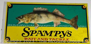 Vintage Metal Spampys Bait and Tackle Wall Sign. 12" x 25".